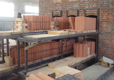 pusher-kiln for clay roofing tiles